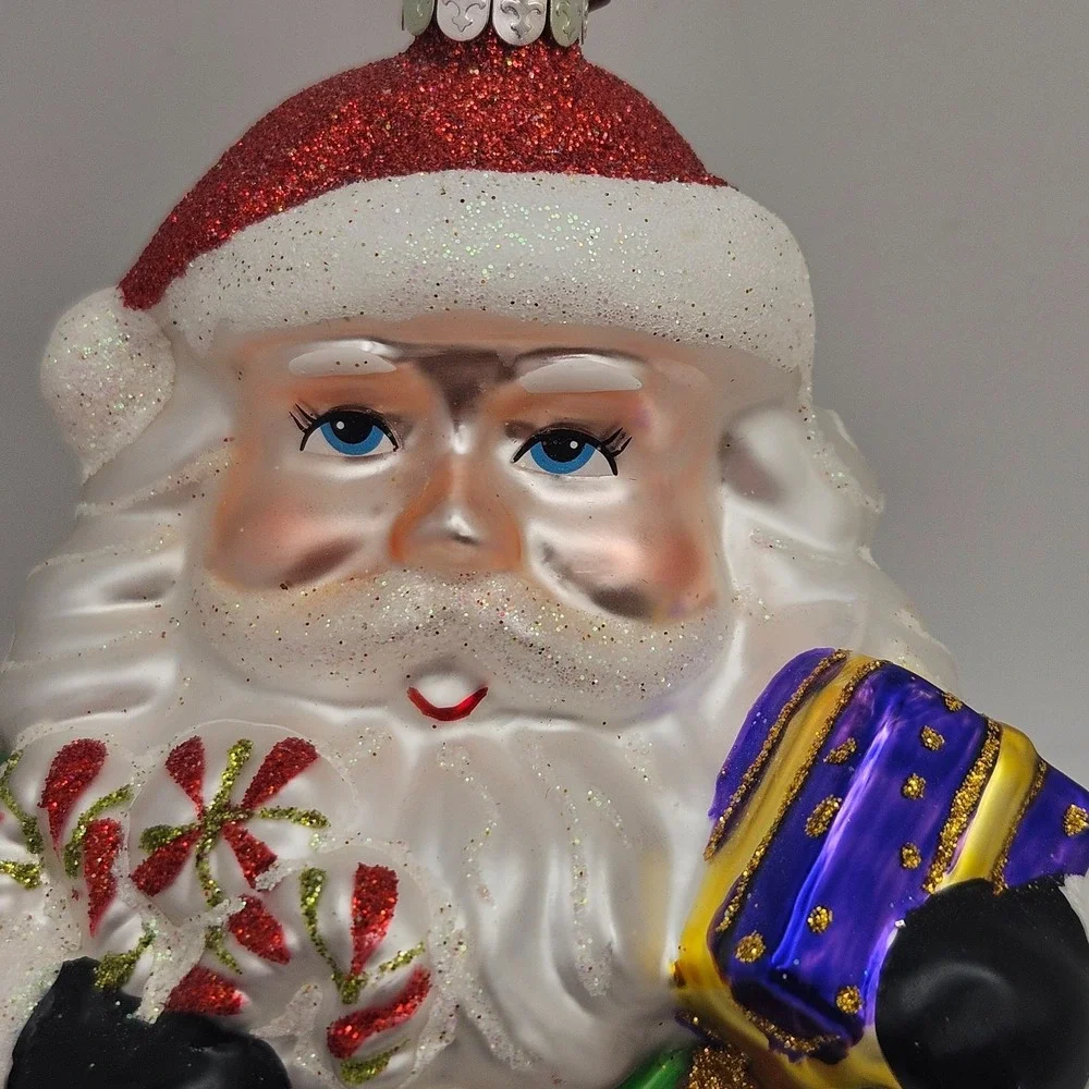 Christopher Radko Sparkle Bright Santa Glass Christmas Ornament Candy Purplle
